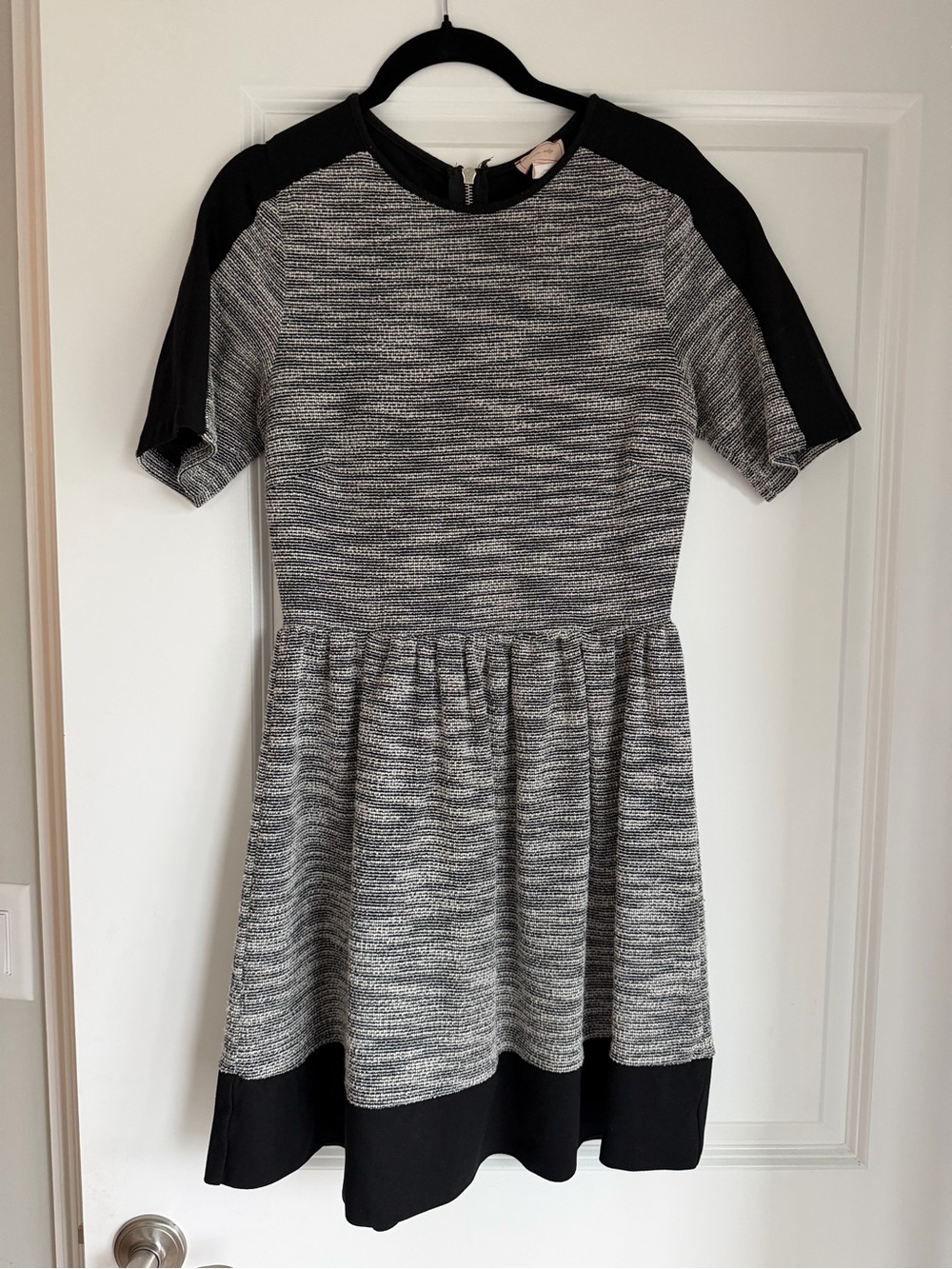 love...ady Black and Gray Knit Fit-and-Flare Dress